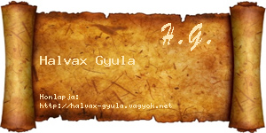 Halvax Gyula névjegykártya