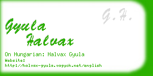 gyula halvax business card